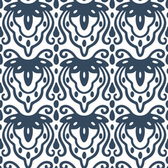 Black and white seamless pattern with arabesques  in a retro style. Vector illustration