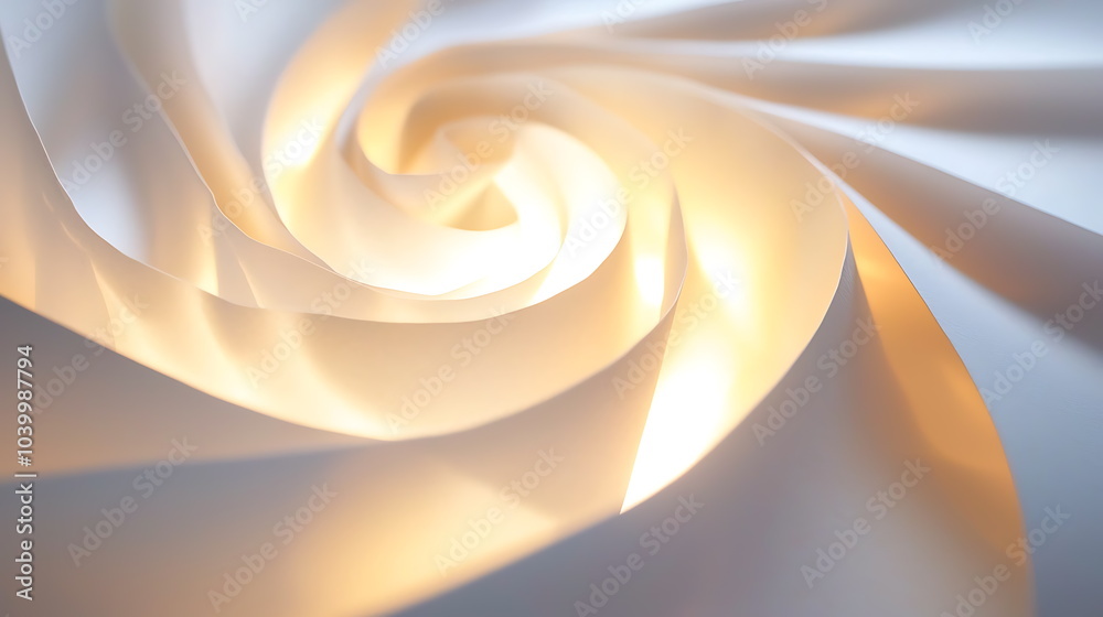 Aufkleber Abstract swirls of paper creating soft light patterns in a fluid dreamlike composition emphasizing elegance and serenity