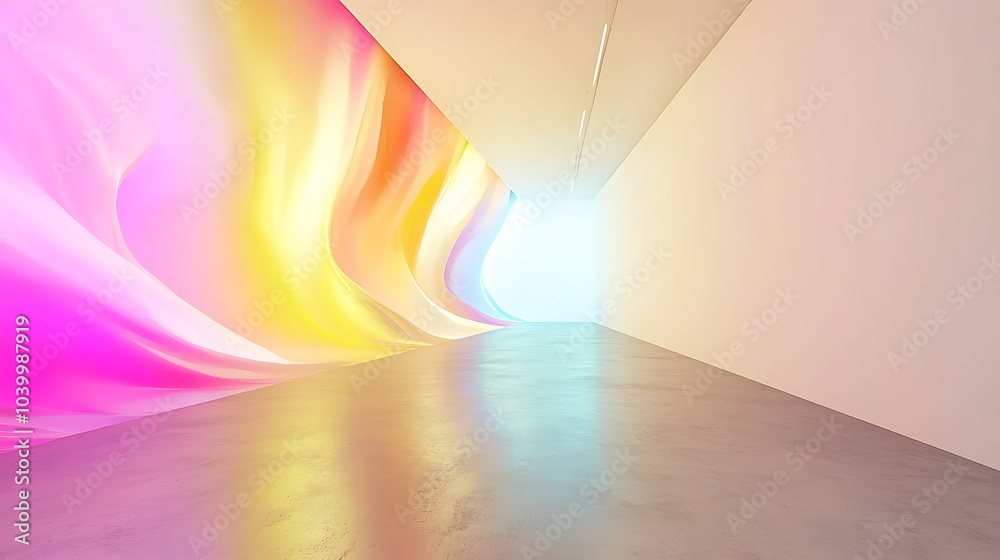 Poster A vibrant abstract space with colorful waves that evokes modern minimalism and creative design inspiration