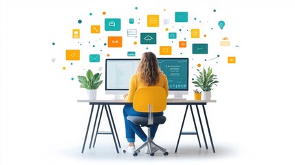 Digital Content Creator at Work, crafting engaging visuals for marketing campaigns, immersed in design software and creative concepts