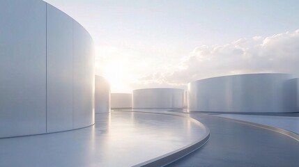 Obraz premium Serene Landscape with Abstract Shapes and Soft Lighting