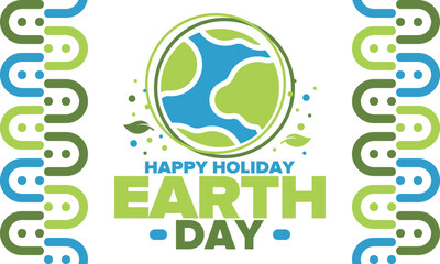 Earth Day. Planet day holiday. Nature and environment protection from climate change. Ecology green poster. Recycling. Alternative energy. Organic lifestyle. Vector illustration