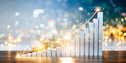 Business Graph Digital Data Streams Transformation Bokeh Effect - Traditional Business Graph Morphing into Digital Data Streams with Bokeh Background, Representing Evolution of Data Analytics in Photo
