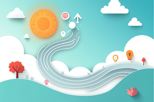 Path expanding into a structured framework, strategic growth, flat design illustration