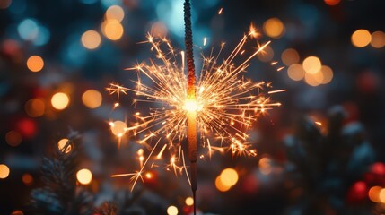 sparkling sparklers illuminating a festive new years eve 2025 celebration surrounded by vibrant bokeh lights encapsulating the joyous spirit of holiday festivities