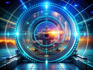 Fototapeta premium Futuristic Sci-Fi Spaceship Aiming System with High-Tech HUD Interface Elements