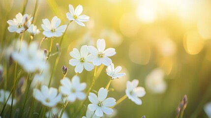 Fototapeta premium Delicate wildflowers illuminated by soft light