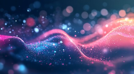 Abstract Wavy Background with Glowing Particles