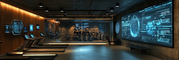 Smart Fitness Hub, a cutting-edge center integrating technology for personalized workout tracking and health monitoring, enhancing member experience