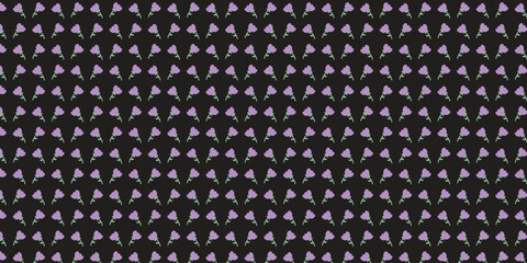 Cute tulip flower pattern with black background