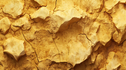 Naklejka premium Textured yellow rock surface showcasing natural cracks and formations found in arid landscapes during daylight hours