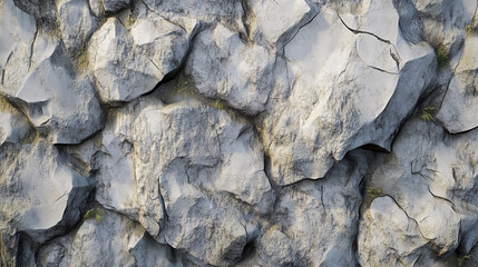 Detailed texture of rugged rocks with small patches of green moss in a natural outdoor setting