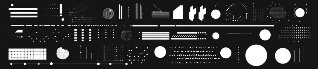 Fototapeta premium A series of shapes and lines in black and white