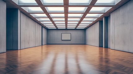 Fototapeta premium Modern Empty Gallery with Natural Light and Wooden Floor