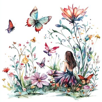 recommend clip art: Isolated on white background clip art whimsical watercolor enchanted forest creatures with playful expressions and vibrant foliage
