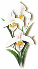 Paphiopedilum Orchids logo 3d vector paper cute