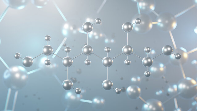 mannitol molecular structure, 3d model molecule, e421, structural chemical formula view from a microscope