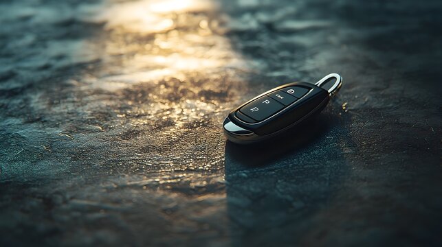 Luxury Automotive Key in Soft,Appetitive Lighting with Sleek Metallic Backdrop