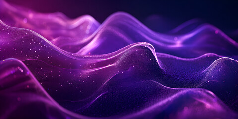 Fototapeta premium Ethereal Purple Waves with Sparkles Abstract Background