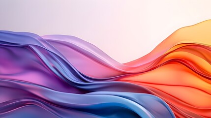 Fototapeta premium Futuristic design with flowing wavy glass shapes soft iridescent reflections and transparent layers creating a modern high tech aesthetic for digital art 3D rendering or architectural visualization