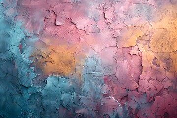 Abstract Textured Wall with Vibrant Colors and Cracked Patterns