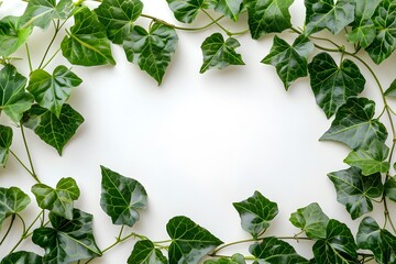 Naklejka premium Lush Green Ivy Leaves Framing a Blank Space