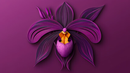 Naklejka premium Paphiopedilum Orchids logo 3d vector paper cute