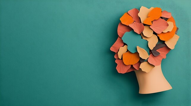 Vibrant and dynamic textures create a puzzle piece in the shape of a human head symbolizing the mental health challenges faced by individuals  This image was created for World Mental Health Day