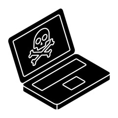 A flat design icon of laptop spam