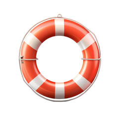 Classic orange and white lifebuoy on a transparent background, symbolizing safety and rescue in water.