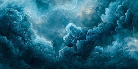 The sky is filled with clouds and the color is blue