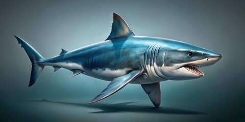 Obraz premium Great White Shark Illustration for Nature and Marine Life Themes - Ideal for Educational and Creative Projects
