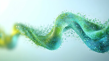 3D Abstract Green Supply Chain Concept | Panning Shot Colorful Swirls Forming Complex Supply Chain Diagram | Sustainable Supply Chain Management with Holographic Business Figures | Isolated Icon