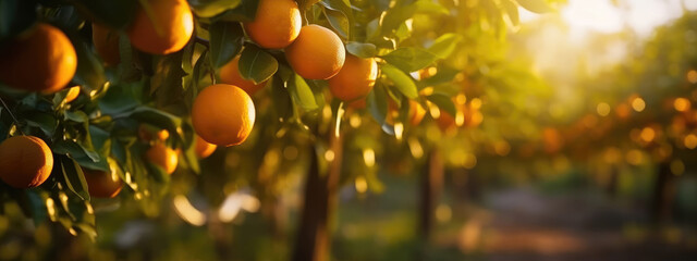 Orange trees growing in plantation