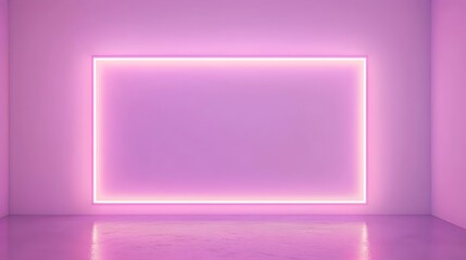 Fototapeta premium Captivating 3D Neon Sign Frame in Soft Purple Glow Isolated on Minimal Background