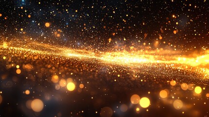 Obraz premium Abstract background with glowing particles and bokeh lights.