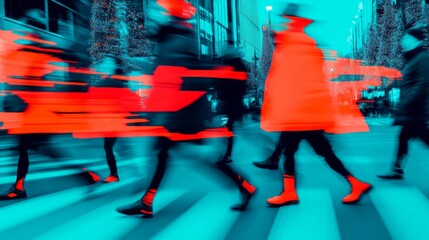 Obraz premium Blurred background of people walking in a shopping center, 