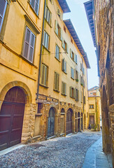 The narrow Via alla Rocca, Bergamo, Italy