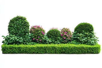Lush garden hedge with flowers