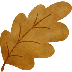 Autumn brown leaf watercolor 