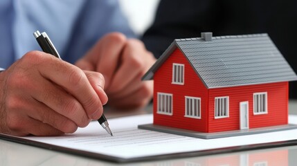Couple Signing Mortgage Agreement for New House