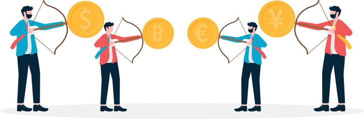 Conceptual illustration of currency and trade war,


