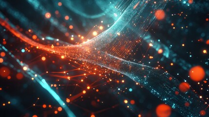 Obraz premium Big data technology Data science analysing artificial intelligence generative AI deep learning machine learning algorithm Neural flow network analytics innovation abstract futuristic. 3d rendering..