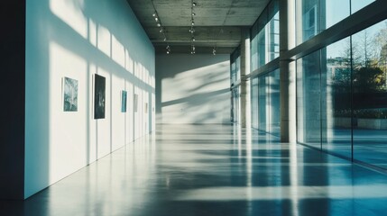 Fototapeta premium Modern Art Gallery with Natural Light and Shadows