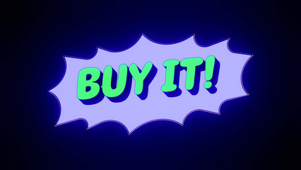 3D Typography 'Buy It' With Glow Light.