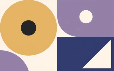 Abstract geometric shapes. Colorful abstract art with circles, squares, and triangles in a minimalist style.