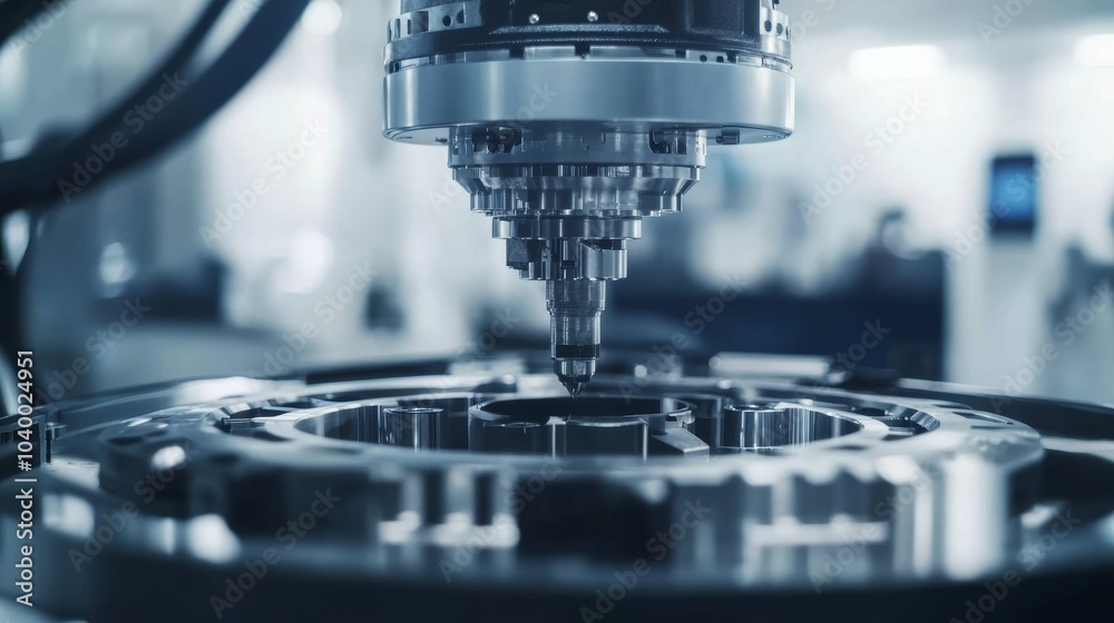 Aufkleber A robot calibrating high-precision sensors in a futuristic aerospace testing lab with clean, organized calibration stations and advanced sensor technology, Aerospace sensor calibration tech style