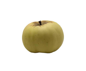 One ripe yellow apple fruit isolated on white background. My original work.