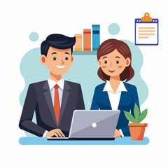 Smiling Male and Female Business Consultation 