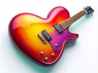 Heart Shape Electric Guitar on White Background - Musical Instruments for Creative Projects